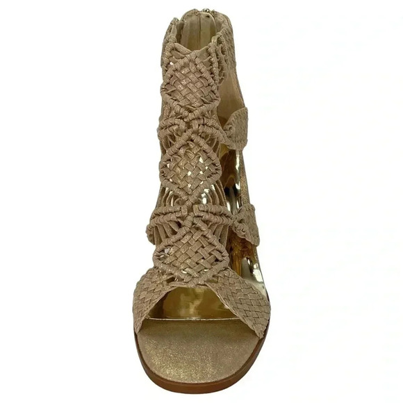 Carlos Santana Nadia Gold Metallic Woven Fabric Womens Heels Size 9.5M - Picture 4 of 11